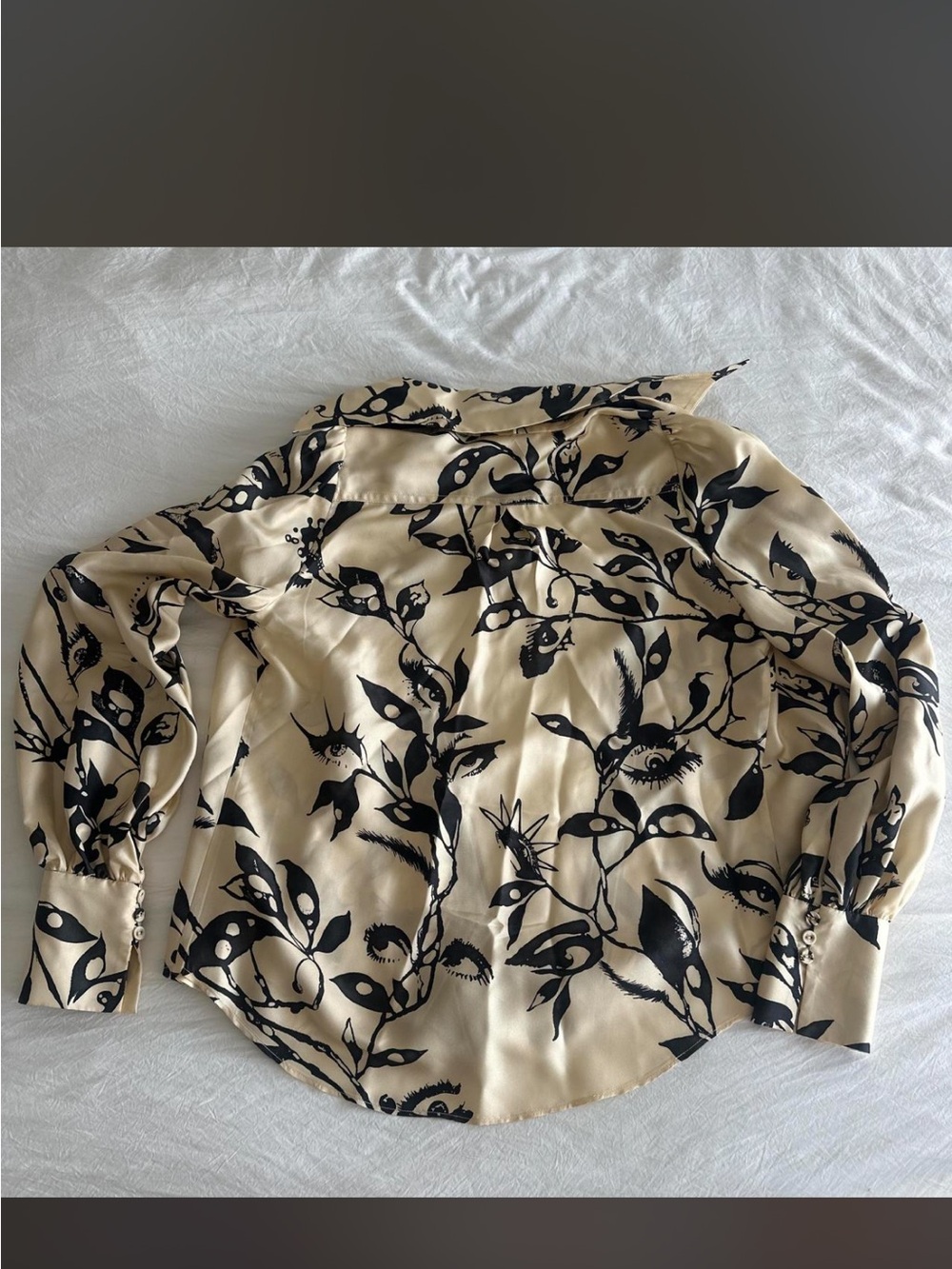Zimmermann Ladybeetle Tie-Neck Scarf Shirt in cream and black printed silk - Picture 4 of 6